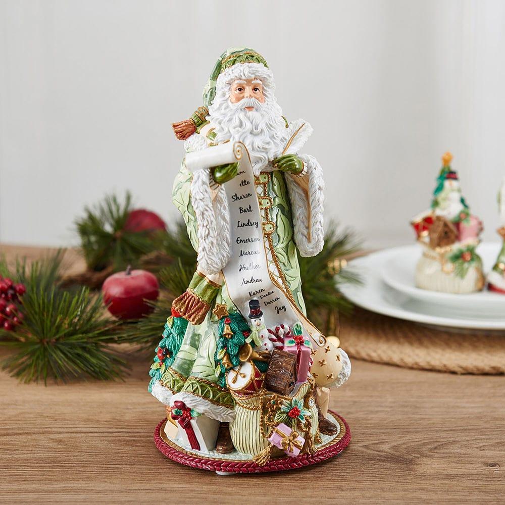 fitz and floyd Holiday Home Green Musical Figurine Jolly Ole Saint Nicholas 10.75 IN