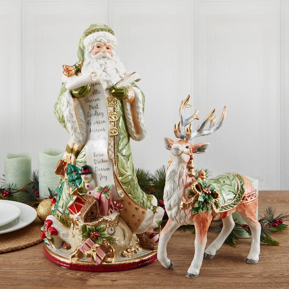 Fitz And Floyd Holiday Home Green Santa Figurine 18.75 IN