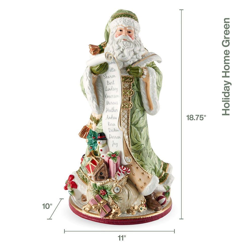 Fitz And Floyd Holiday Home Green Santa Figurine 18.75 IN