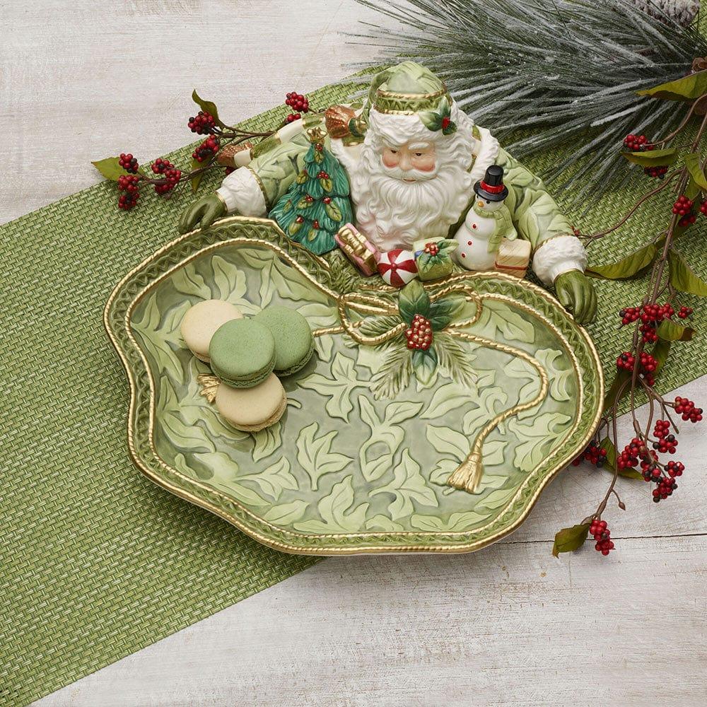 Fitz And Floyd Holiday Home Green Santa Serving Bowl