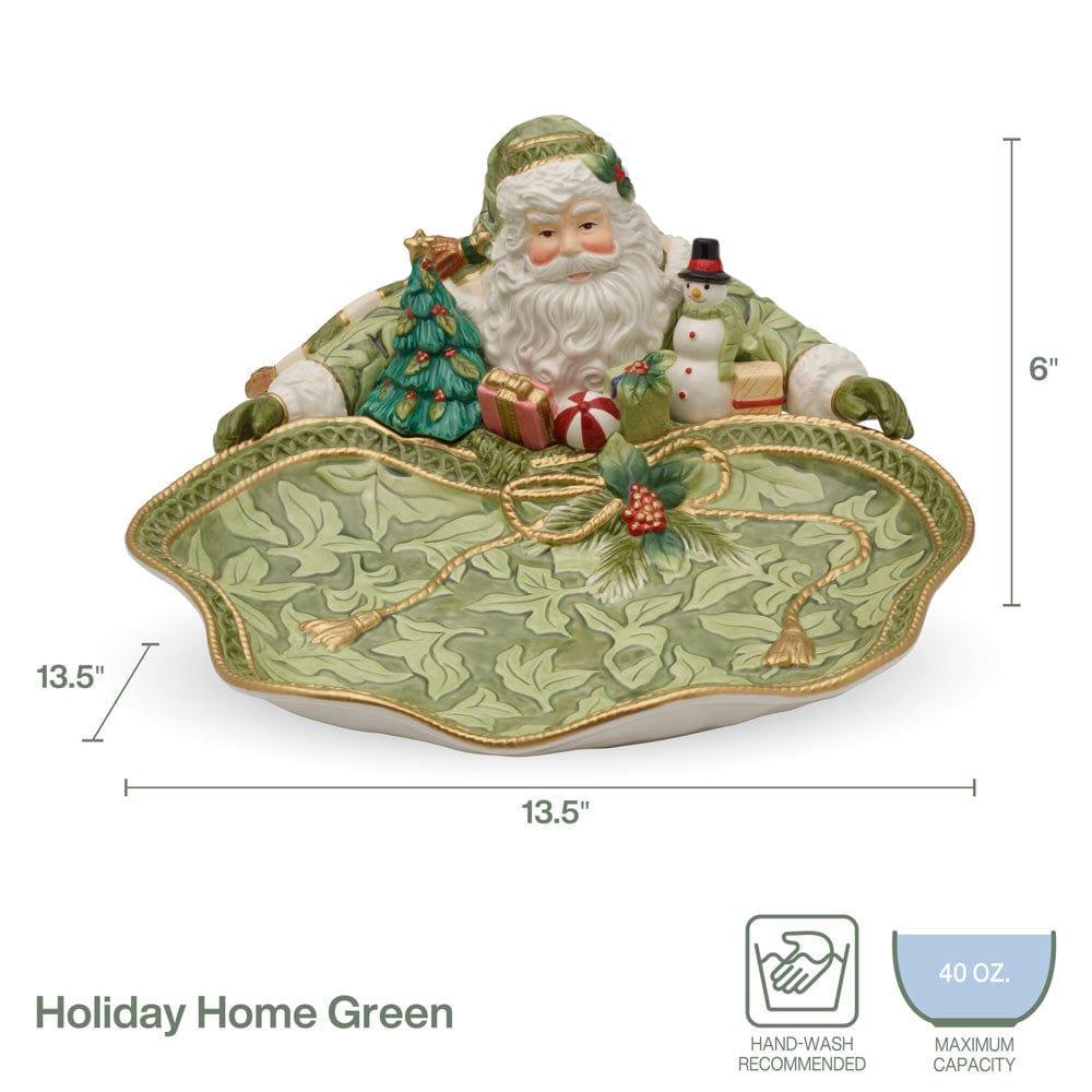 Fitz And Floyd Holiday Home Green Santa Serving Bowl