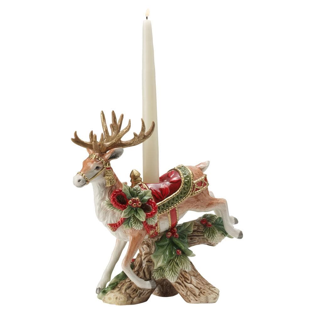 Fitz And Floyd Holiday Home Landing Deer Candleholder