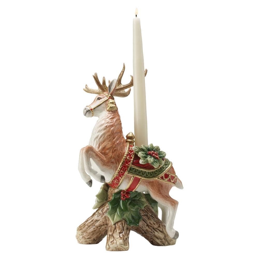 Fitz And Floyd Holiday Home Leaping Deer Candleholder