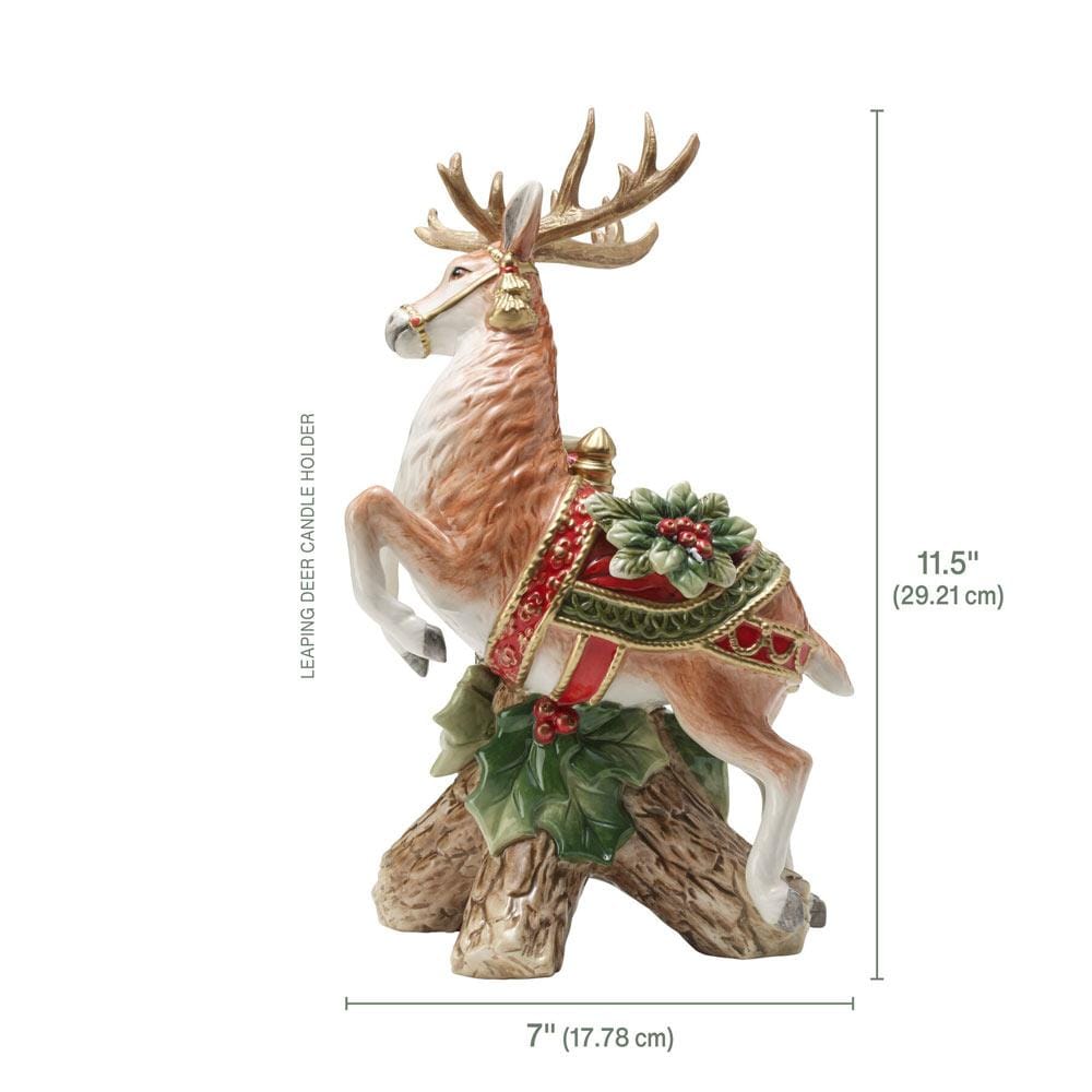 Fitz And Floyd Holiday Home Leaping Deer Candleholder