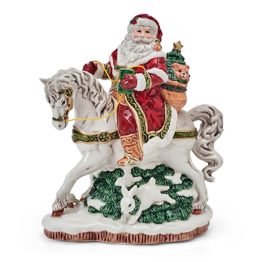 Fitz And Floyd Holiday Musical Santa On Horse Figurine 7.75 IN