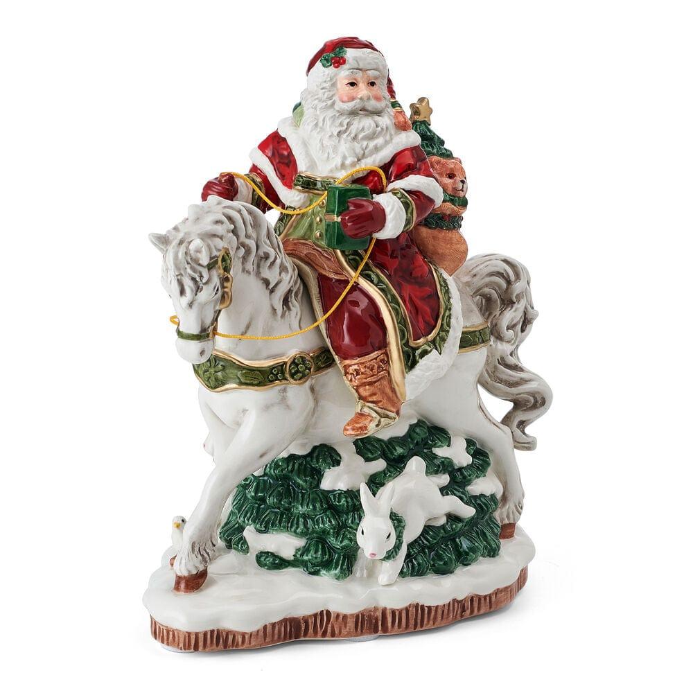 Fitz And Floyd Holiday Musical Santa On Horse Figurine 7.75 IN