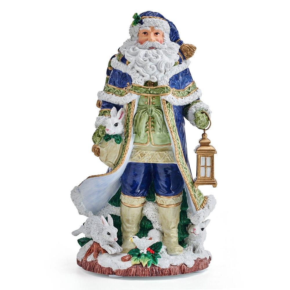 Fitz And Floyd Holiday Musical Telluride Blue Santa Figurine 11 IN