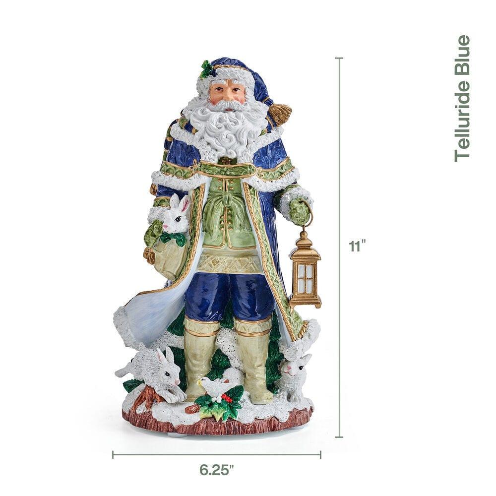 Fitz And Floyd Holiday Musical Telluride Blue Santa Figurine 11 IN