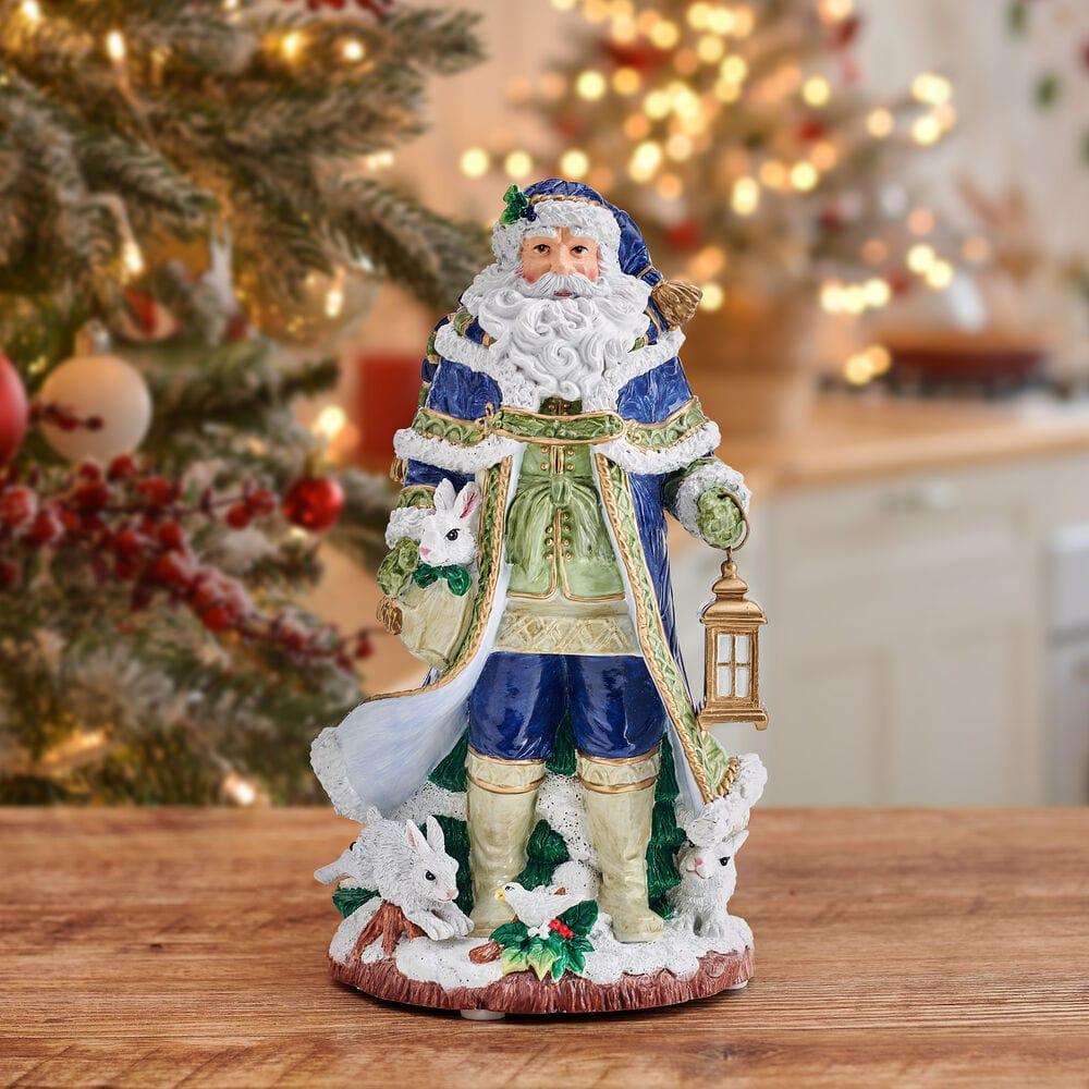 fitz and floyd Holiday Musical Telluride Blue Santa Figurine 11 IN