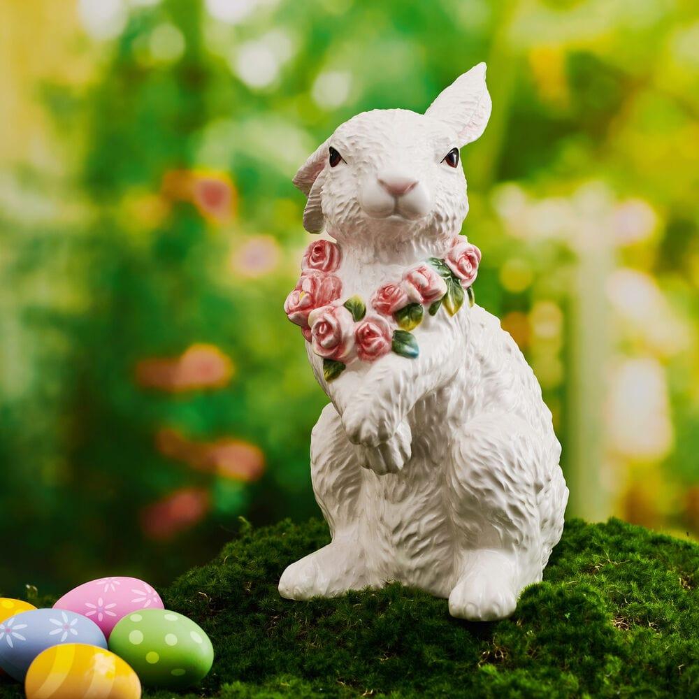 fitz and floyd La Fleur Rabbit Figurine Sitting 10.75 IN