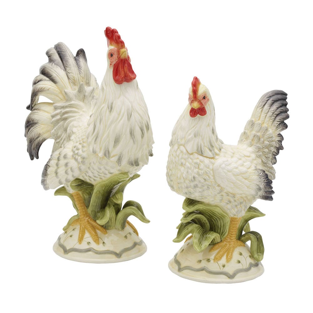 Fitz And Floyd Lantana Rooster And Hen Figurines Set Of 2