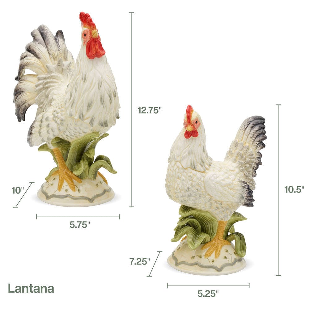 Fitz And Floyd Lantana Rooster And Hen Figurines Set Of 2