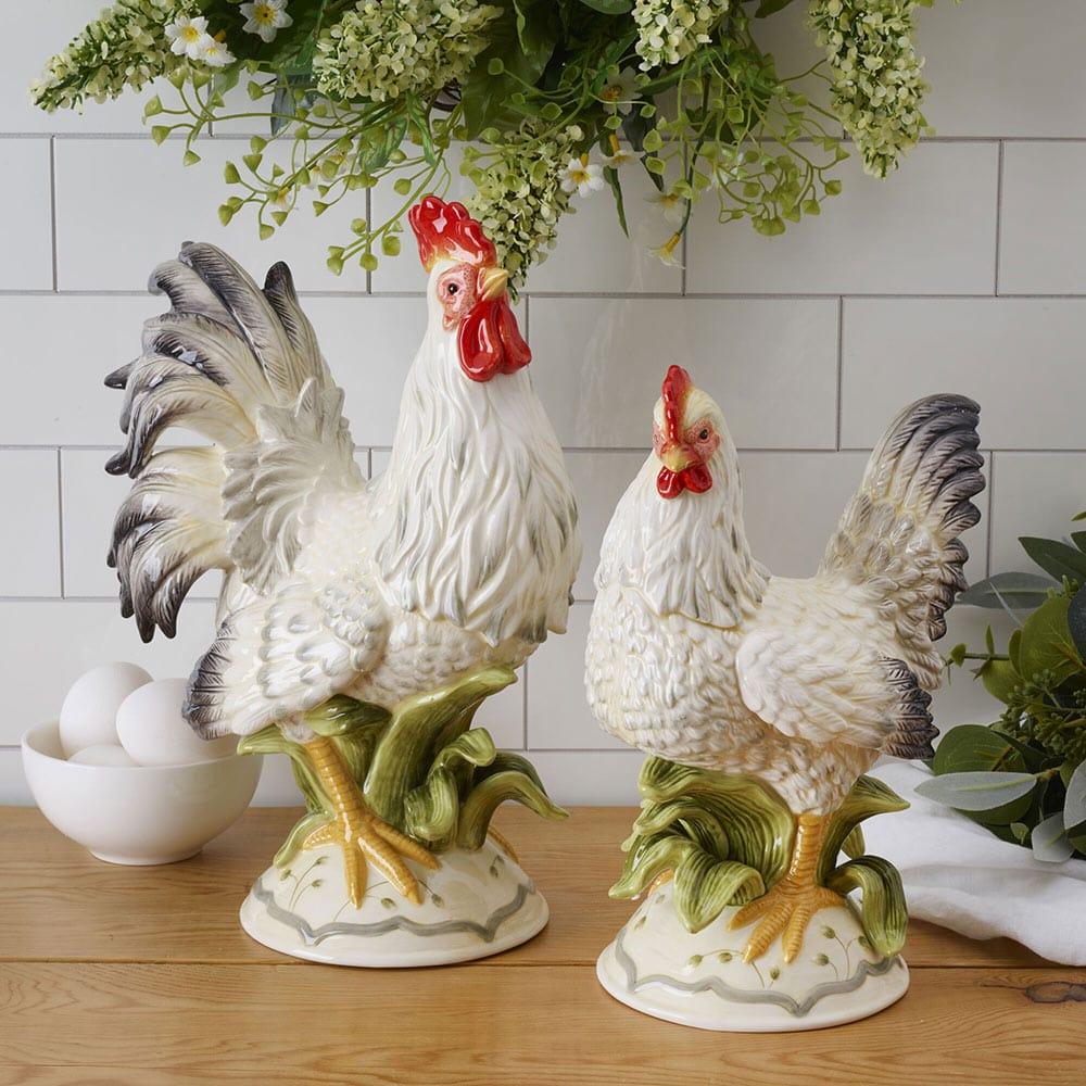 fitz and floyd Lantana Rooster and Hen Figurines Set of 2