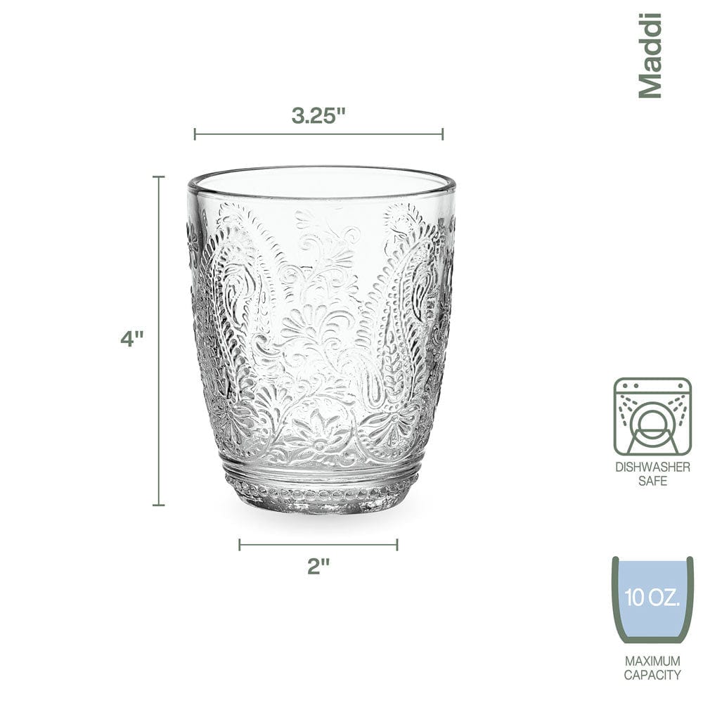 Fitz And Floyd Maddi Double Old Fashioned Glasses Set Of 4 Clear