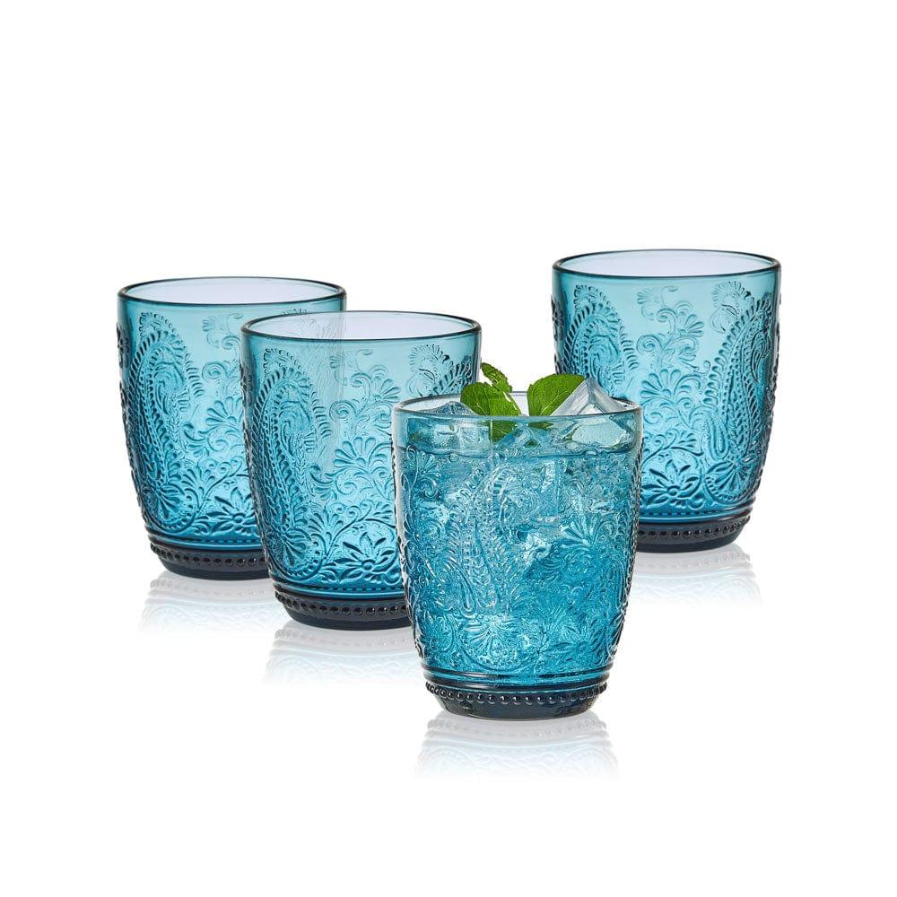 Fitz And Floyd Maddi Double Old Fashioned Glasses Set Of 4 Indigo