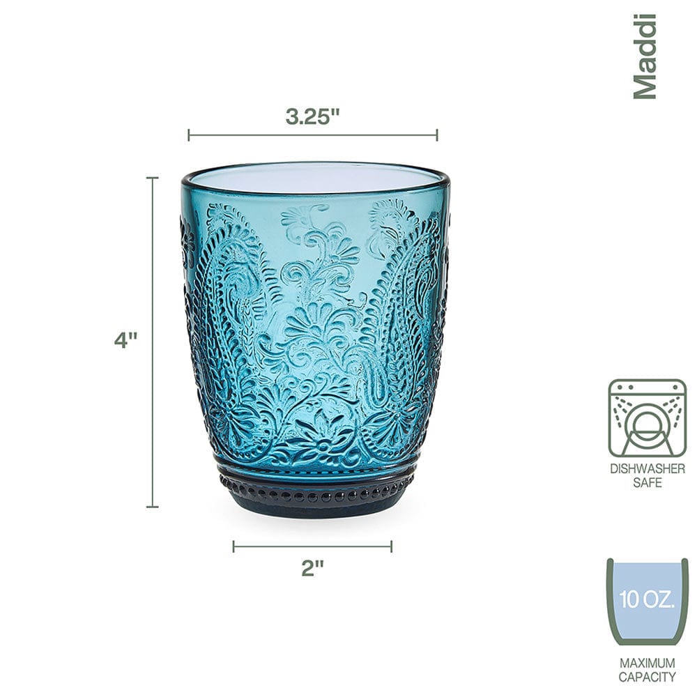 Fitz And Floyd Maddi Double Old Fashioned Glasses Set Of 4 Indigo