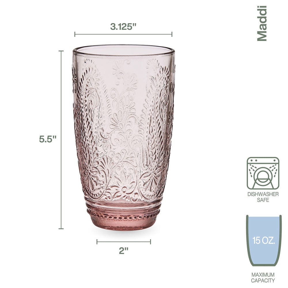 Fitz And Floyd Maddi Highball Glasses Set Of 4 Blush