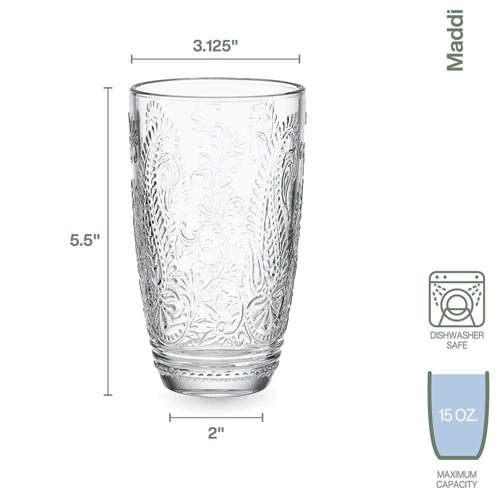 Fitz And Floyd Maddi Highball Glasses Set Of 4 Clear