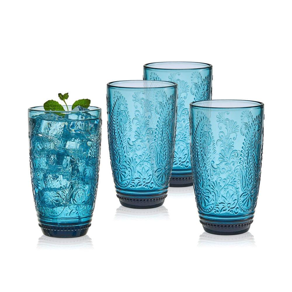 Fitz And Floyd Maddi Highball Glasses Set Of 4 Indigo