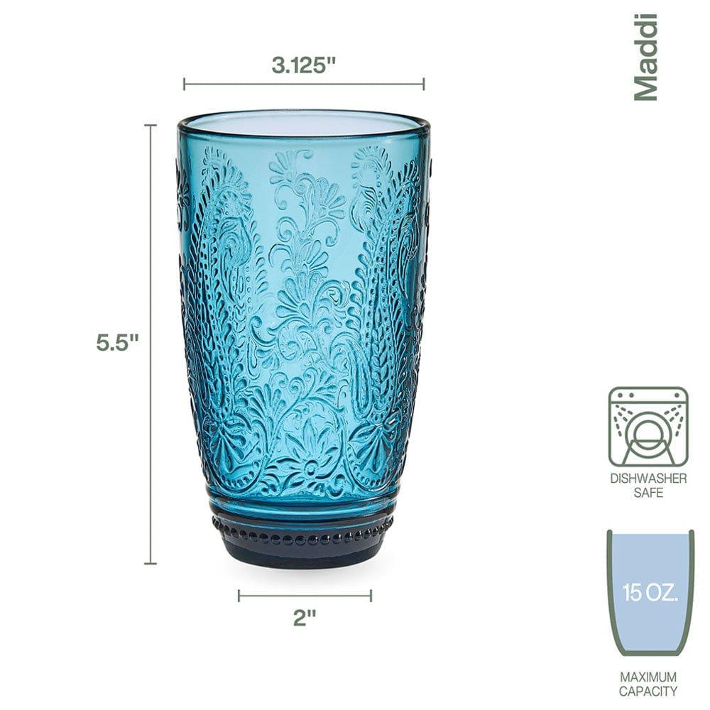 Fitz And Floyd Maddi Highball Glasses Set Of 4 Indigo