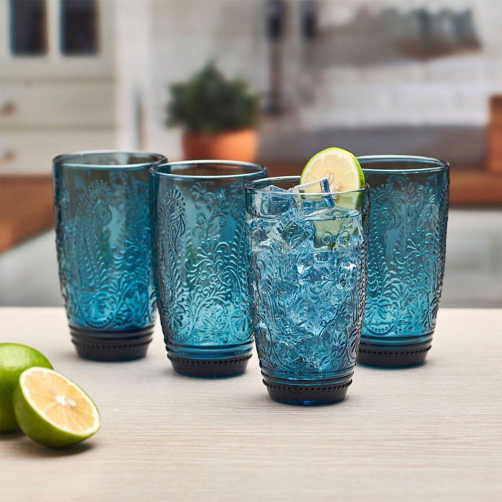 fitz and floyd Maddi Highball Glasses Set of 4 Indigo
