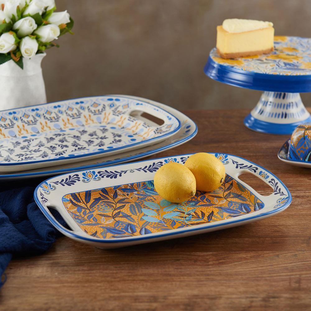 fitz and floyd Madeline Handled Serving Platter 13 IN