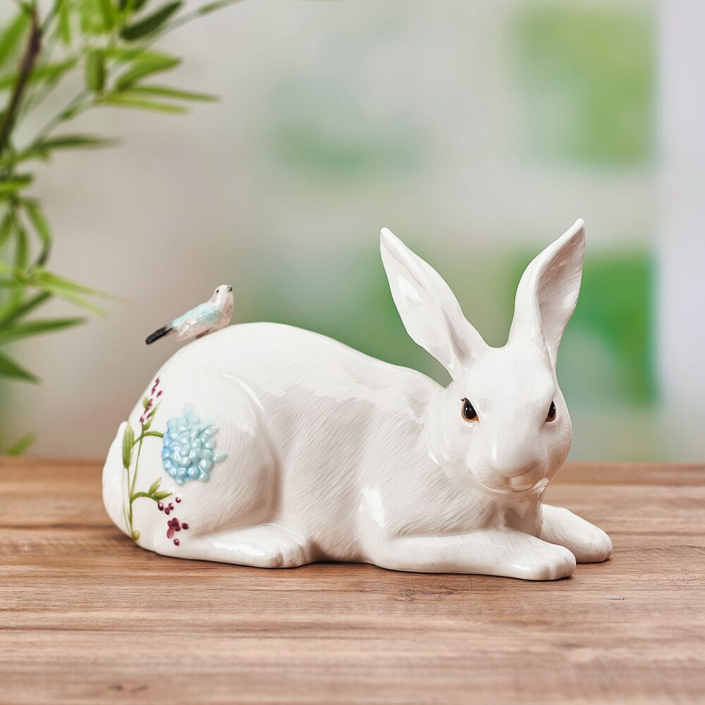 fitz and floyd Meadow Rabbit Figurine Resting 10 IN