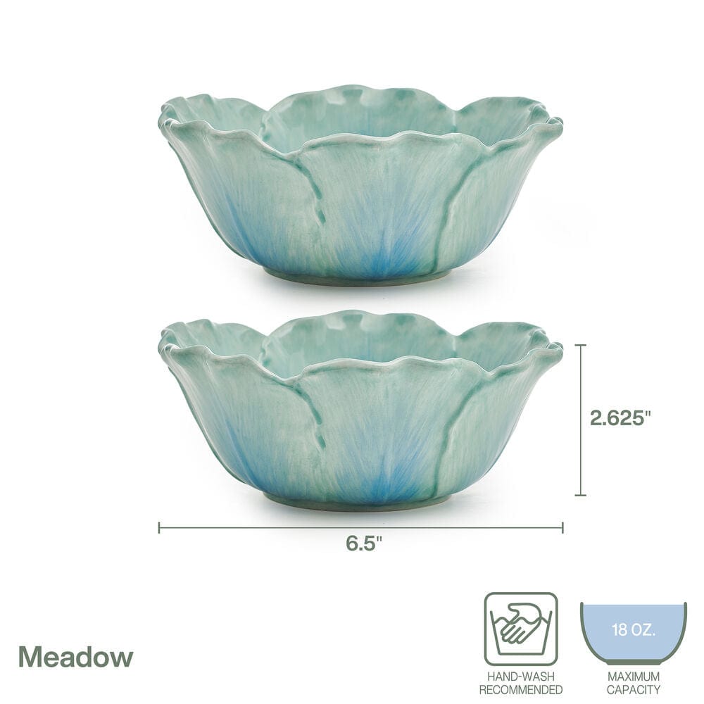 Fitz And Floyd Meadow Set Of 2 Tulip Soup Cereal Bowls