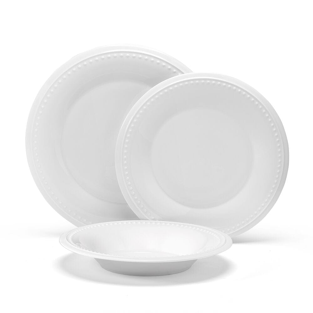 Fitz And Floyd Nevaeh White Classic Bead 24 Piece Dinnerware Set Service For 8