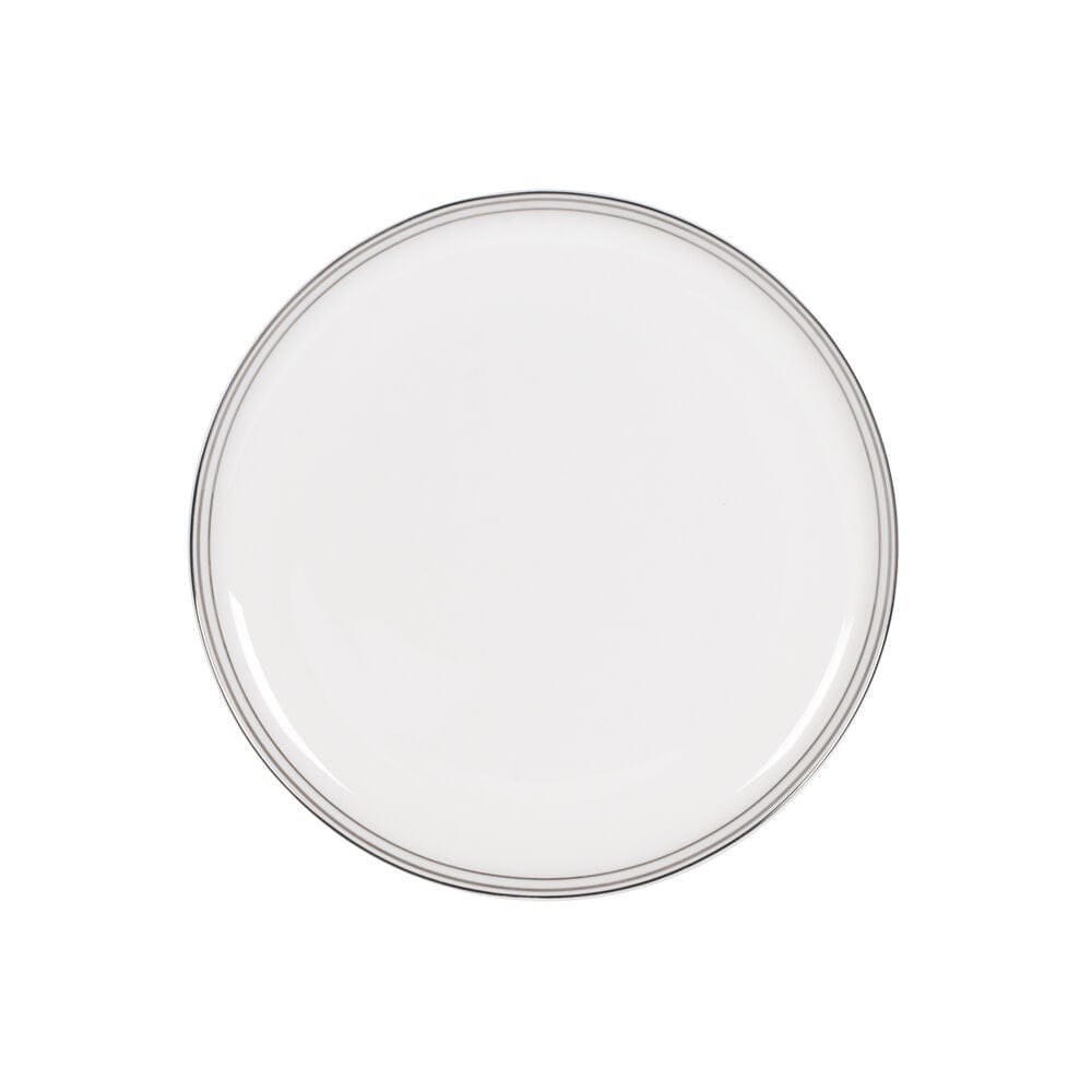 Fitz And Floyd Nevaeh White Platinum Bands 16 Piece Dinnerware Set Service For 4