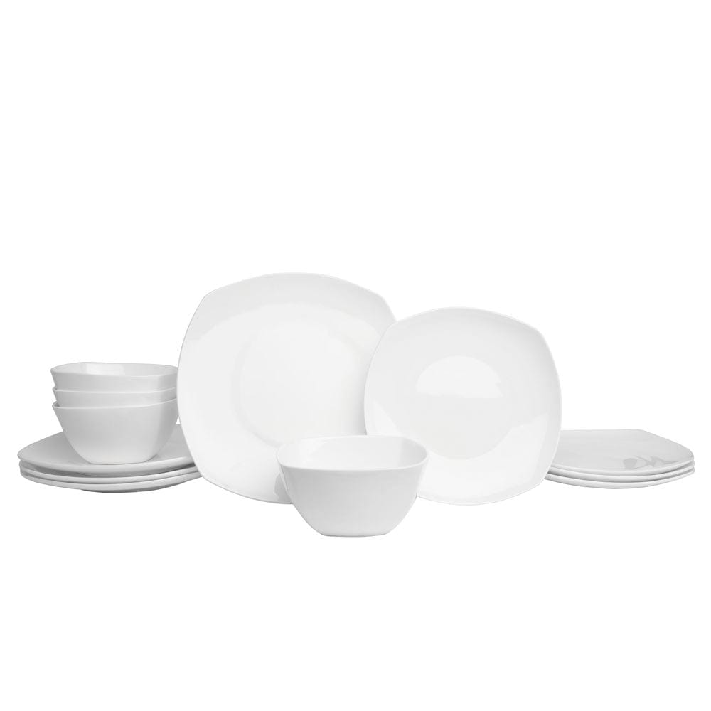 Fitz And Floyd Nevaeh White Soft Square 12 Piece Dinnerware Set Service For 4