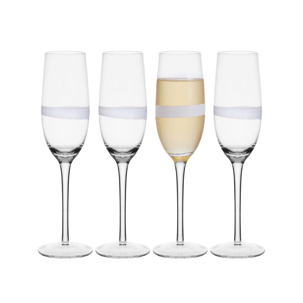 Fitz And Floyd Organic Band Champagne Flute Glasses Set Of 4