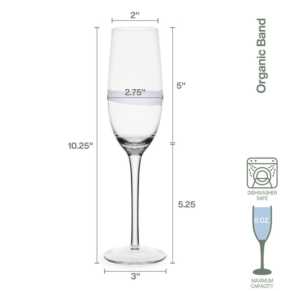 Fitz And Floyd Organic Band Champagne Flute Glasses Set Of 4