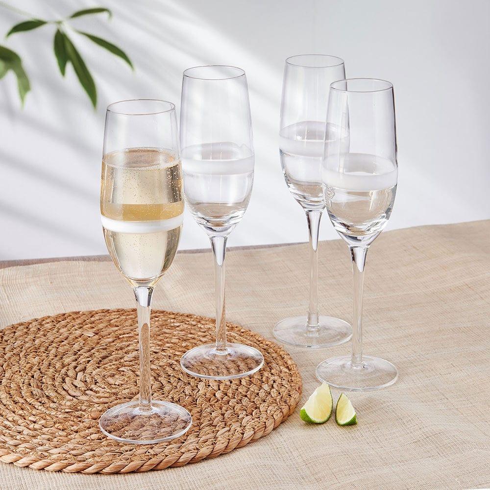 fitz and floyd Organic Band Champagne Flute Glasses Set of 4