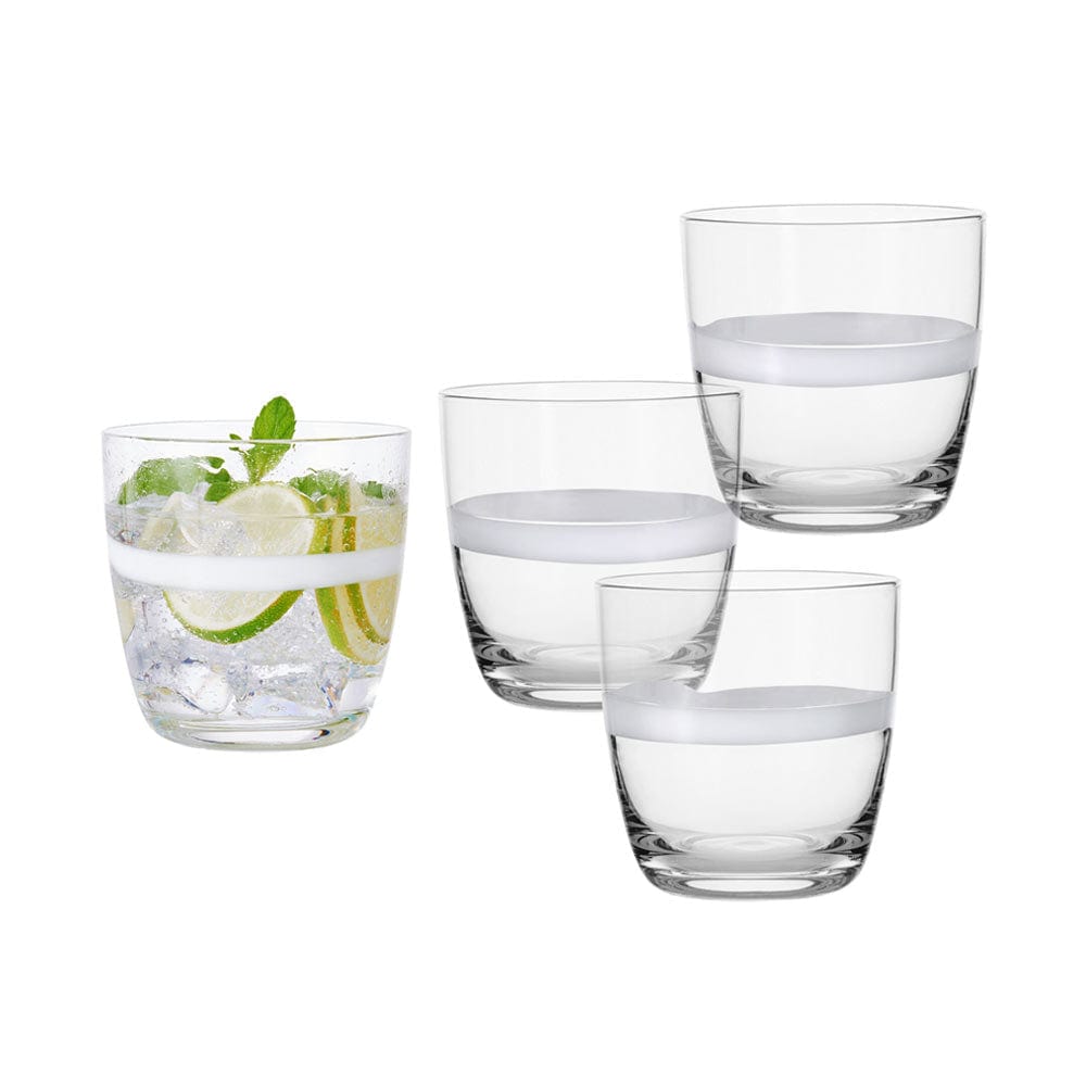 Fitz And Floyd Organic Band Double Old Fashioned Glasses Set Of 4