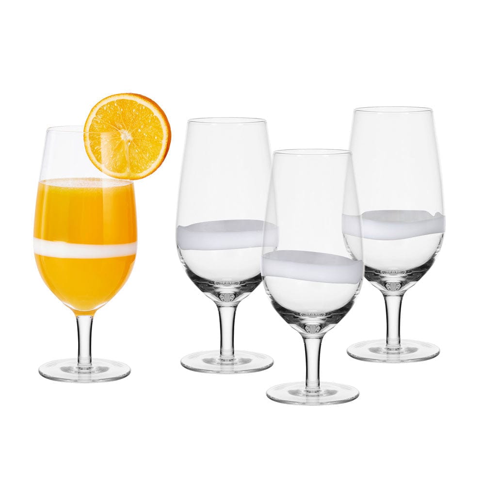 Fitz And Floyd Organic Band Footed Iced Beverage Juice Glasses Set Of 4