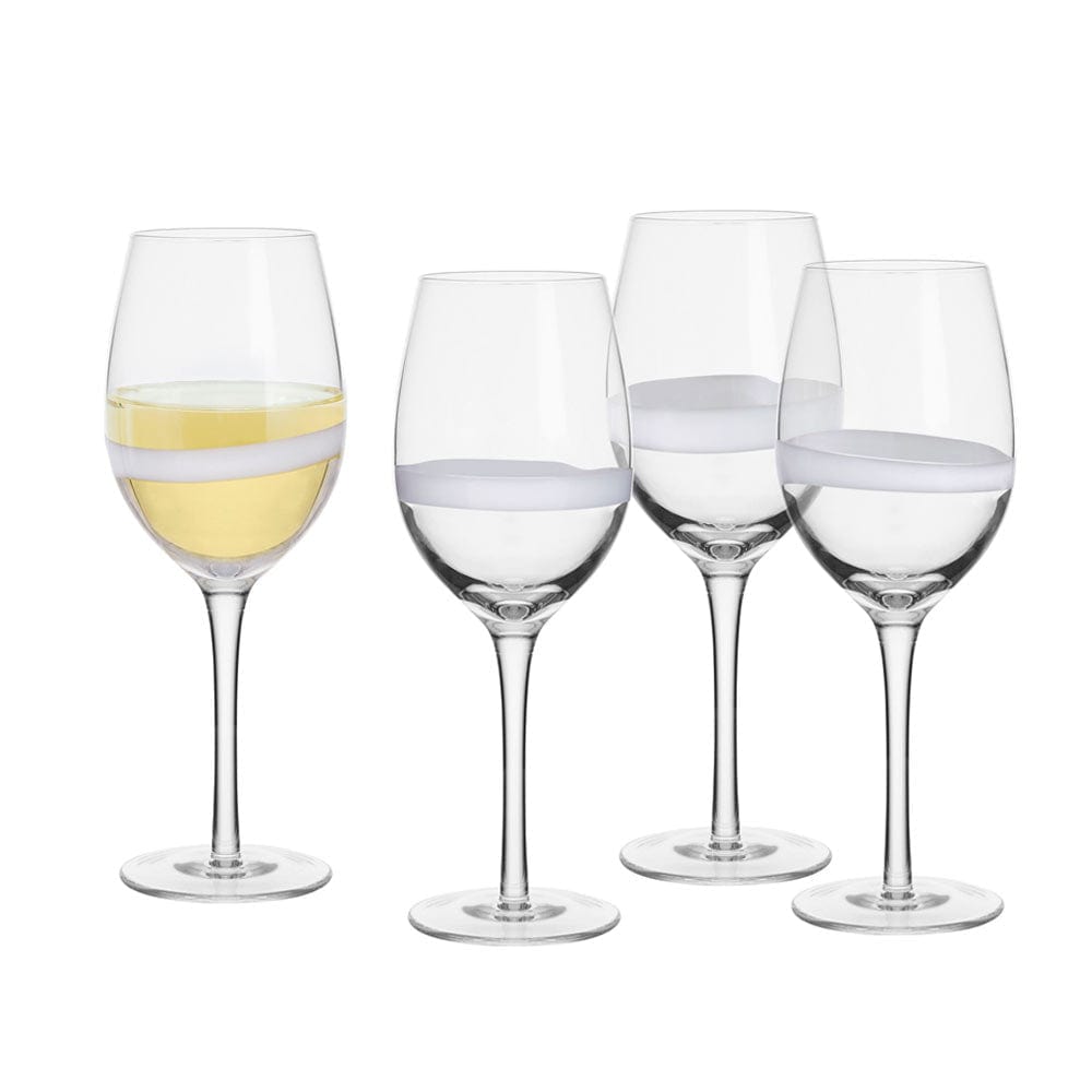Fitz And Floyd Organic Band White Wine Glasses Set Of 4
