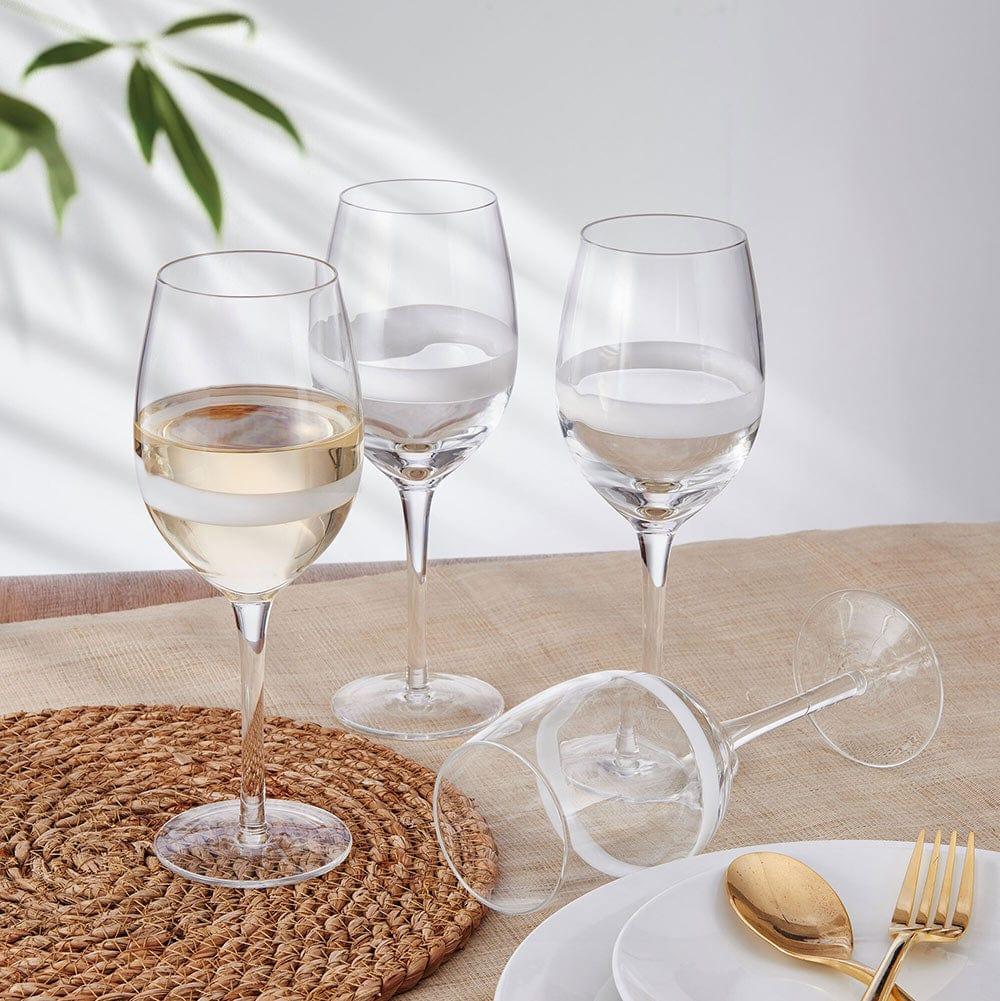 fitz and floyd Organic Band White Wine Glasses Set of 4