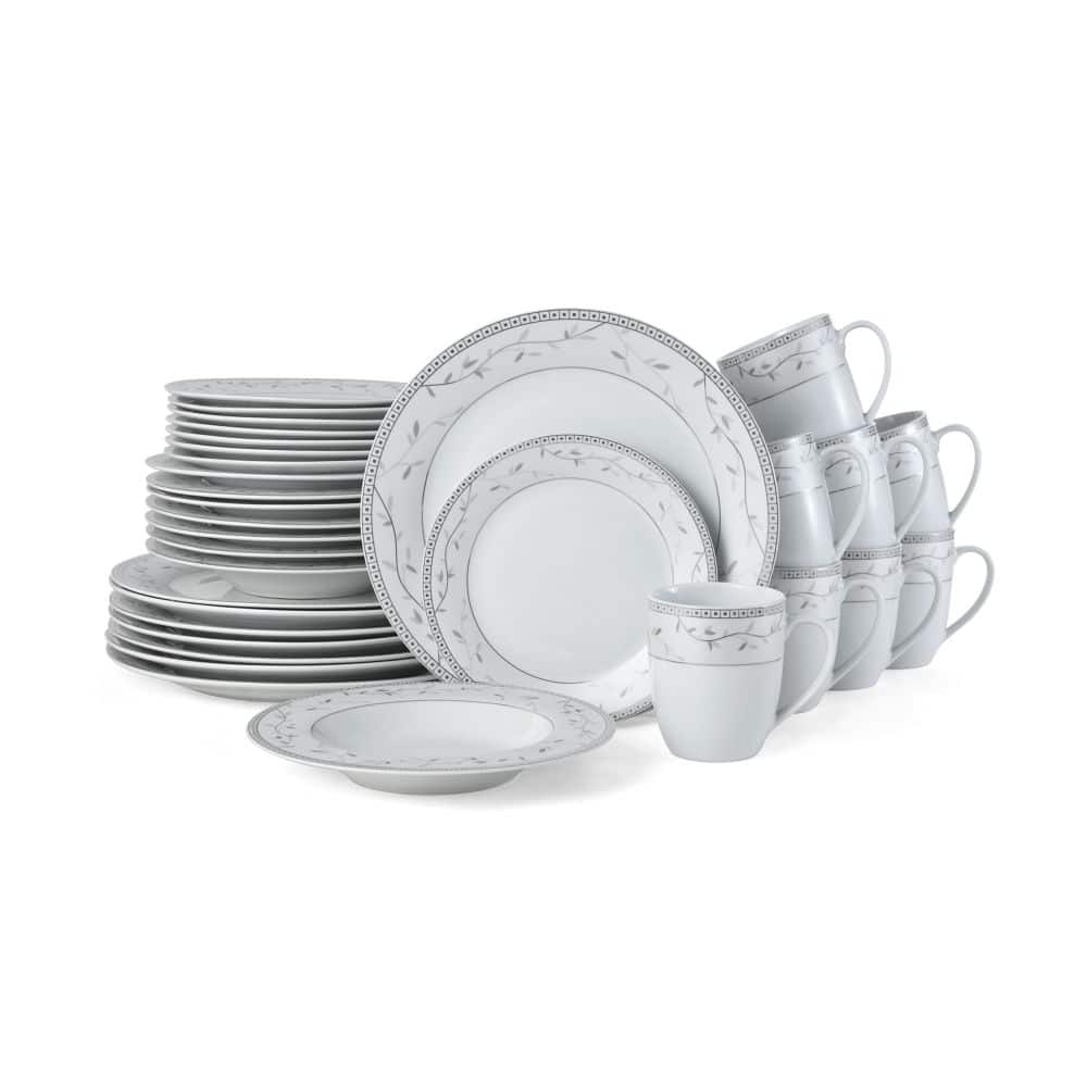 Fitz And Floyd Platinum Vine 32 Piece Dinnerware Set Service For 8