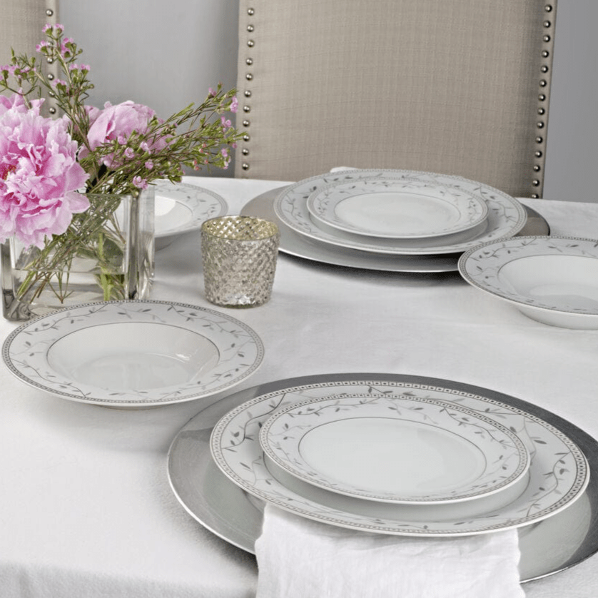 Fitz And Floyd Platinum Vine 32 Piece Dinnerware Set Service For 8