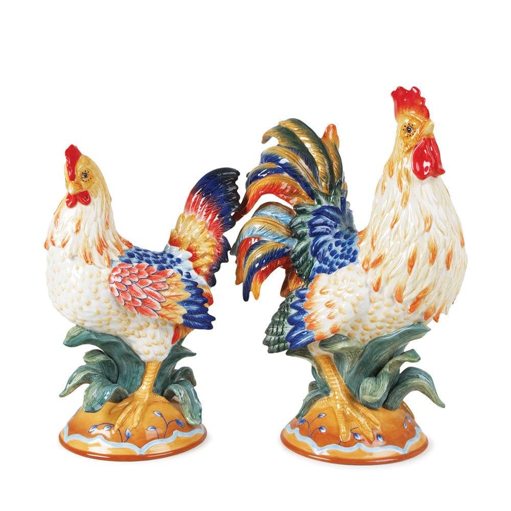 Fitz And Floyd Ricamo Rooster And Hen Figurines Set Of 2