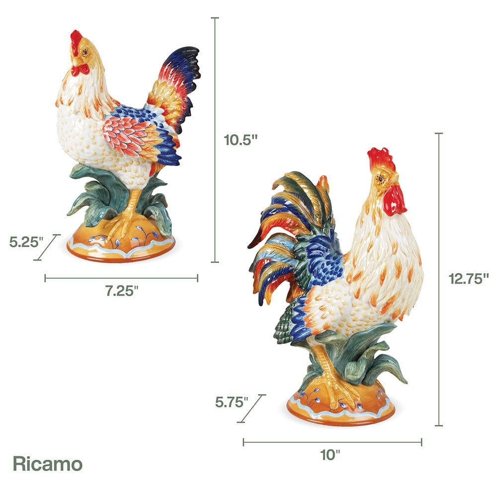 Fitz And Floyd Ricamo Rooster And Hen Figurines Set Of 2