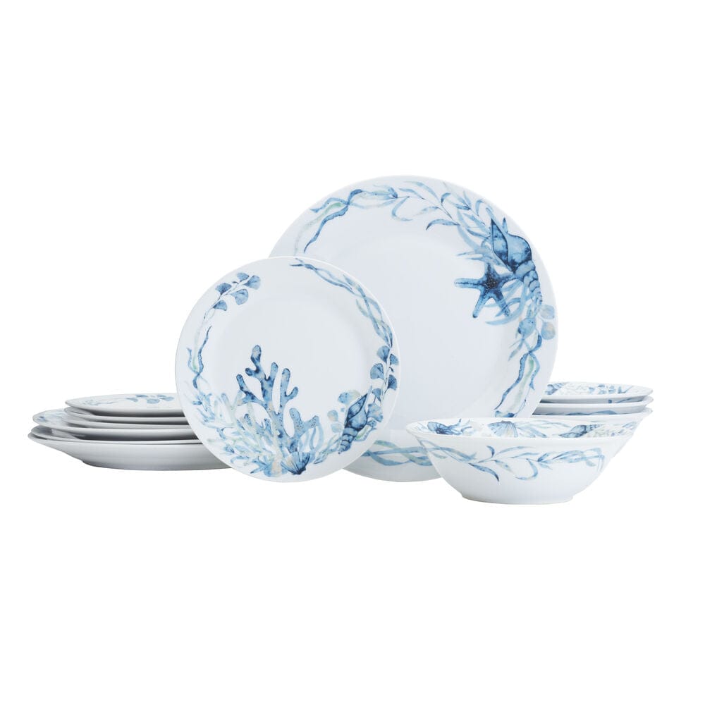 Fitz And Floyd Sanibel 12 Piece Dinnerware Set Service For 4