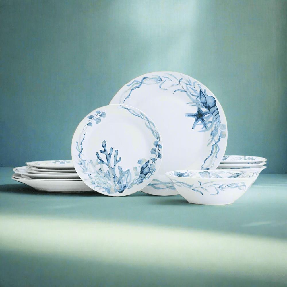 fitz and floyd Sanibel 12 Piece Dinnerware Set Service for 4