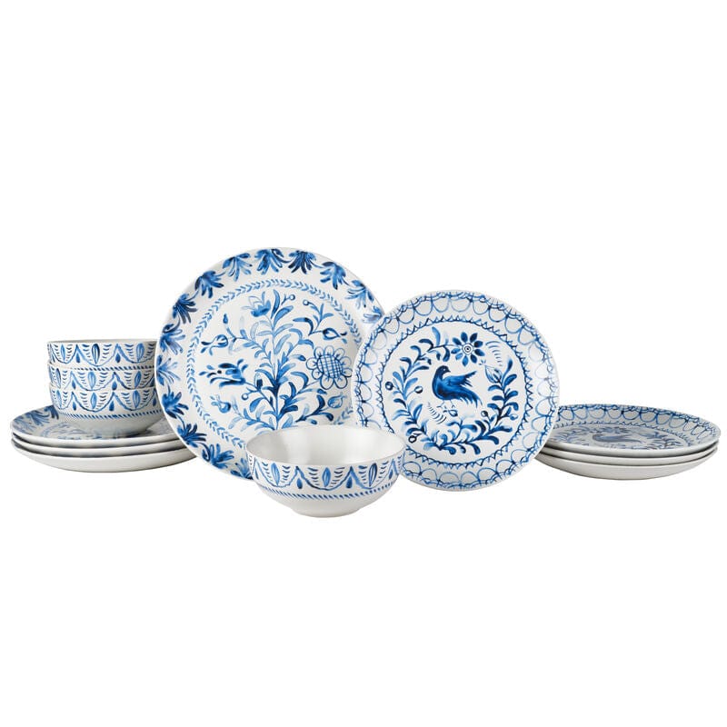 Fitz And Floyd Sicily Blue 12 Piece Dinnerware Set Service For 4