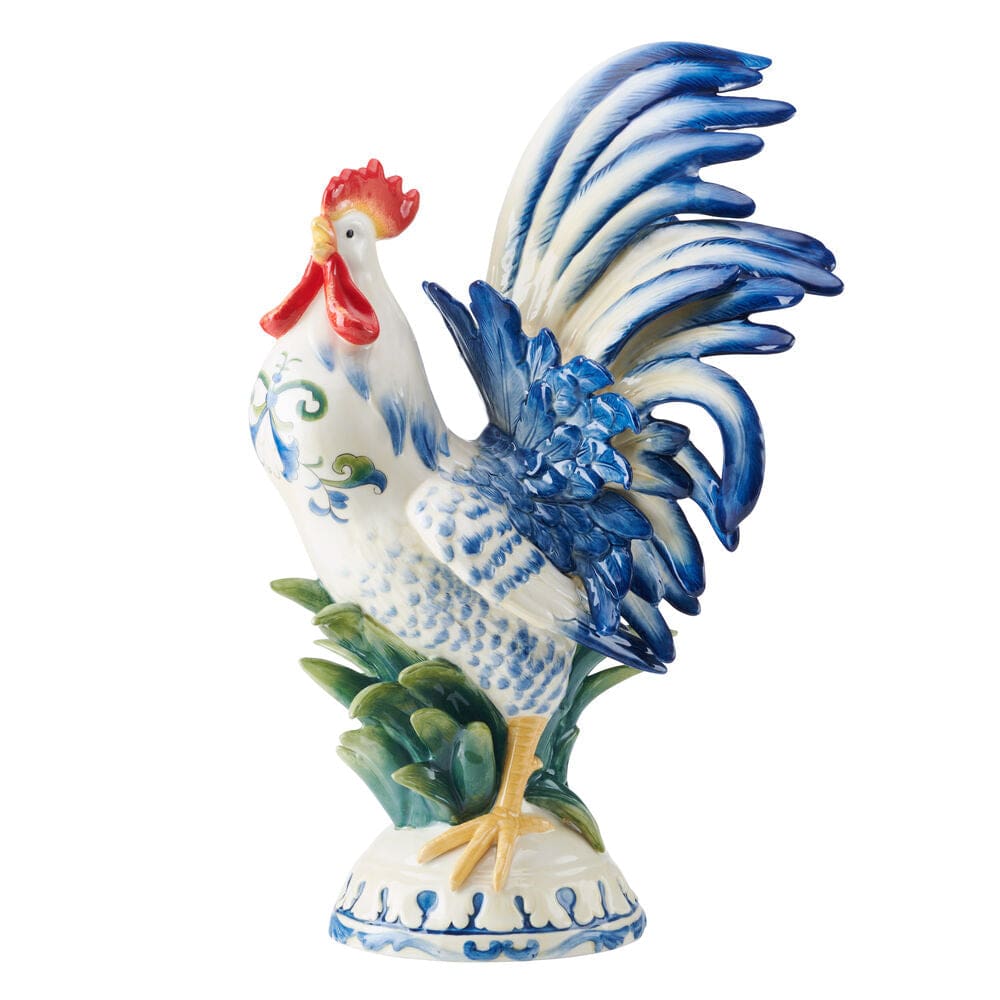 Fitz And Floyd Sicily Blue Rooster Figurine 20.5 IN
