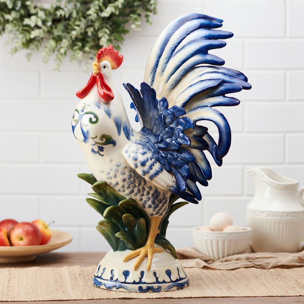 fitz and floyd Sicily Blue Rooster Figurine 20.5 IN