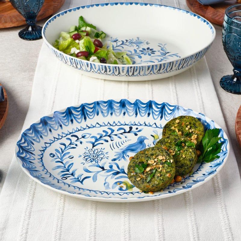 Fitz And Floyd Sicily Blue Serving Bowl And Platter Set