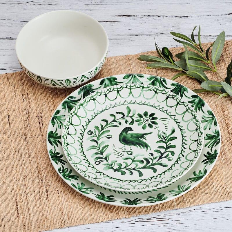 Fitz And Floyd Sicily Green 12 Piece Dinnerware Set Service For 4