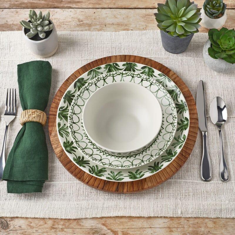 Fitz And Floyd Sicily Green 12 Piece Dinnerware Set Service For 4